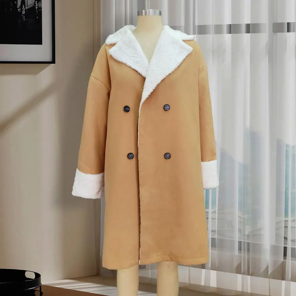 Feminine Winter Jacket Stylish Women's Double-breasted Mid Length Overcoat with Plush Warmth Stand Collar for Fall Winter for A
Feminine Winter Jacket Stylish Women's Double-breasted Mid Length Overcoat with Plush Warmth Stand Collar for Fall Winter for A