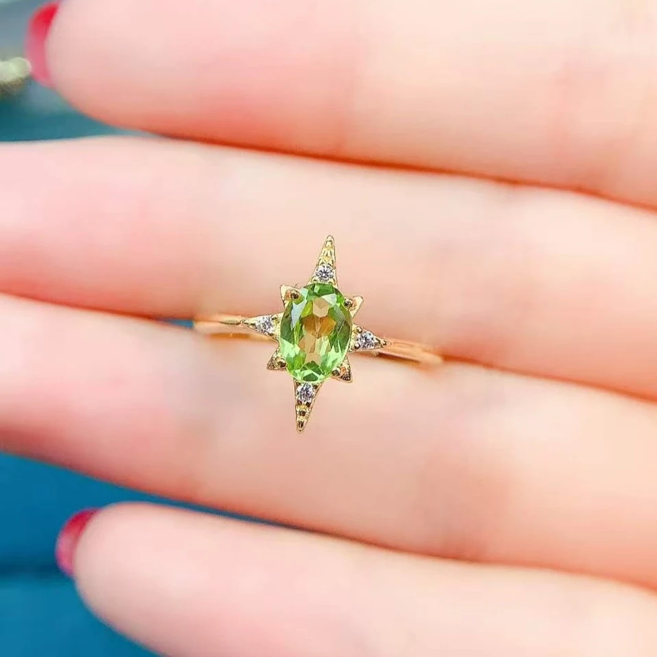 Unique Design 925 Silver Ring 5x7mm 0.7ct Natural Peridot Ring with Certificate Gold Plated Peridot Silver Jewelry for Women
Unique Design 925 Silver Ring 5x7mm 0.7ct Natural Peridot Ring with Certificate Gold Plated Peridot Silver Jewelry for Women