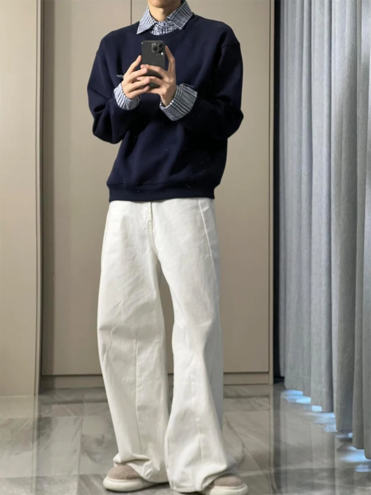 White Straight Leg Draped Denim Jeans American High Street Men's Spring Autumn Loose BF Lazy Sle Long Trousers
White Straight Leg Draped Denim Jeans American High Street Men's Spring Autumn Loose BF Lazy Sle Long Trousers
