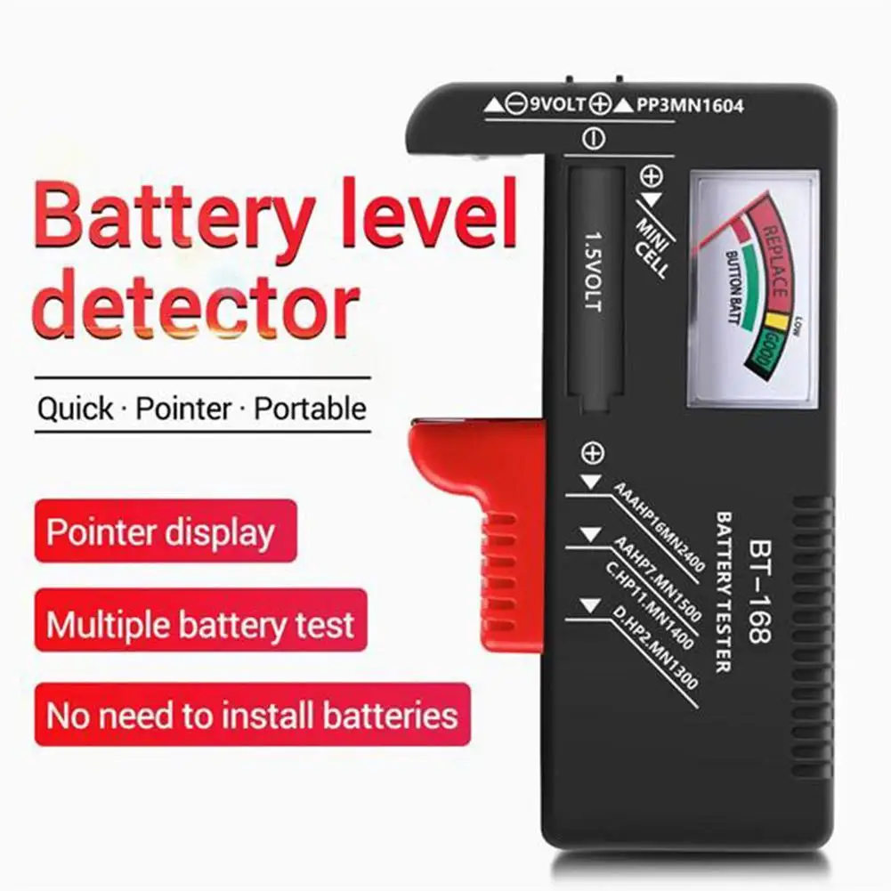 Pointer Type Battery Tester AA/AAA/9V/1.5V Button Cell Battery Capacity Check Capacitance Diagnostic Tool
Pointer Type Battery Tester AA/AAA/9V/1.5V Button Cell Battery Capacity Check Capacitance Diagnostic Tool
