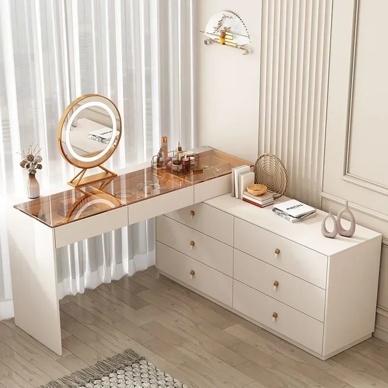 Elegant White Dressing Table Bedroom Makeup Led Mirror Storage Women Vanity Table Jewelry Aesthetic Penteadeira Trendy Furniture
Elegant White Dressing Table Bedroom Makeup Led Mirror Storage Women Vanity Table Jewelry Aesthetic Penteadeira Trendy Furniture