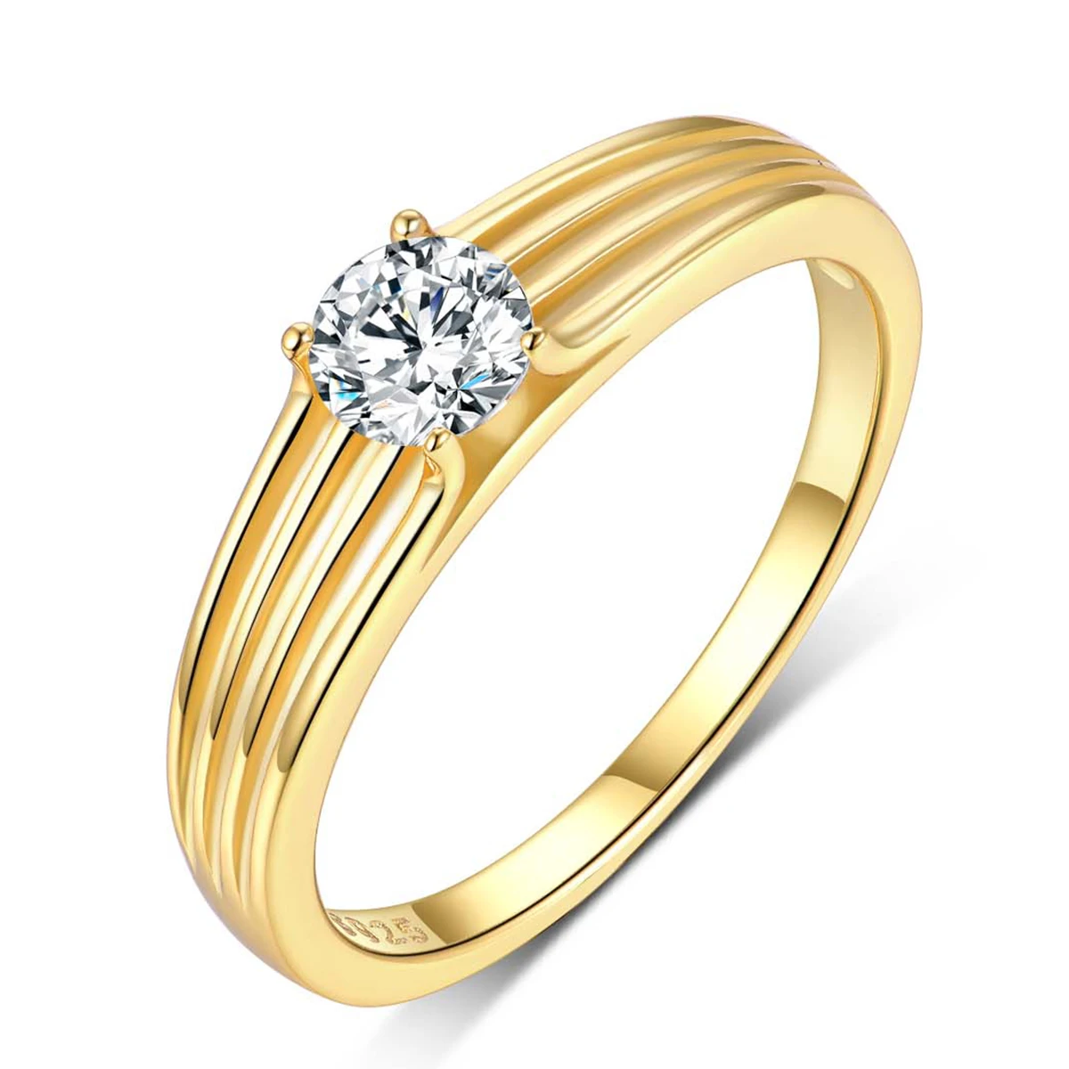 S925 silver plated 18K gold round moissanite diamond women's ring 50 points for women
S925 silver plated 18K gold round moissanite diamond women's ring 50 points for women