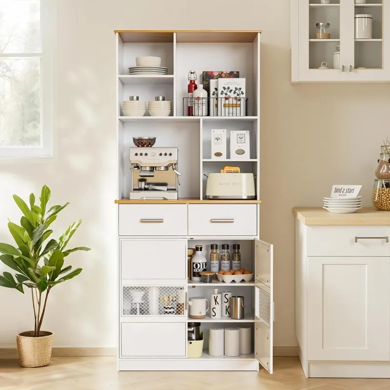 Kitchen Pantry Cabinet, 72'' Tall Pantry with Microwave Stand, Kitchen Hutch with Storage Drawers and Shelves for Dining
Kitchen Pantry Cabinet, 72'' Tall Pantry with Microwave Stand, Kitchen Hutch with Storage Drawers and Shelves for Dining