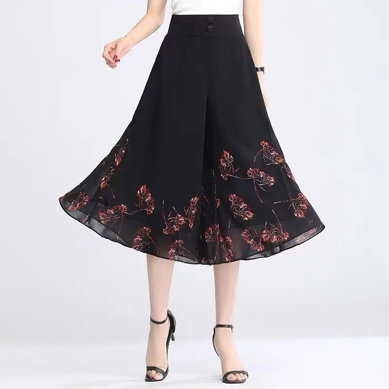 Chiffon Wide Leg Pants Women's Summer Thin Elastic Waist Slimming Ice Silk Skirt Pants High Waist Floral Print Casual Trousers
Chiffon Wide Leg Pants Women's Summer Thin Elastic Waist Slimming Ice Silk Skirt Pants High Waist Floral Print Casual Trousers