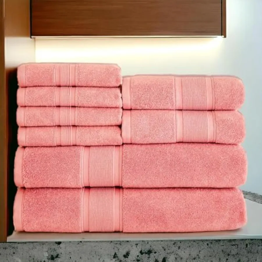 Bathroom towel set: 100 Turkish cotton, coral color, ultra-soft and highly absorbent includes 2 bath towels, 2 hand towels, 4 w
Bathroom towel set: 100 Turkish cotton, coral color, ultra-soft and highly absorbent includes 2 bath towels, 2 hand towels, 4 w