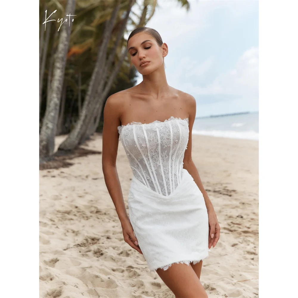 Kyoto Customized Lace Embroidery Pearl Corset Wedding Dress Off Shoulder Sleeveless فستان زفاف Mini Simple Formal 2025
Kyoto Customized Lace Embroidery Pearl Corset Wedding Dress Off Shoulder Sleeveless فستان زفاف Mini Simple Formal 2025