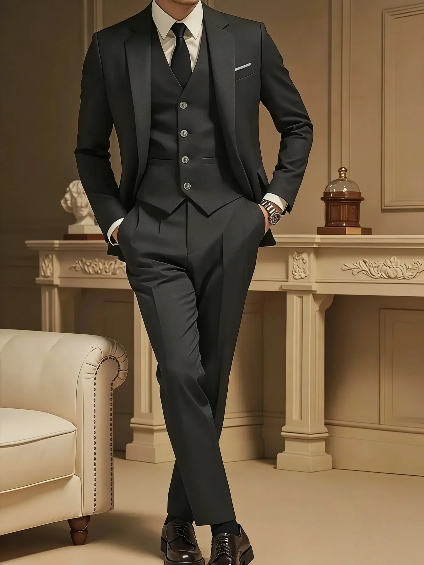 Premium Solid Color Men's Suit Set Single Breasted Blazer Vest Pants 3-Piece Elegant Office Party Wedding
Premium Solid Color Men's Suit Set Single Breasted Blazer Vest Pants 3-Piece Elegant Office Party Wedding