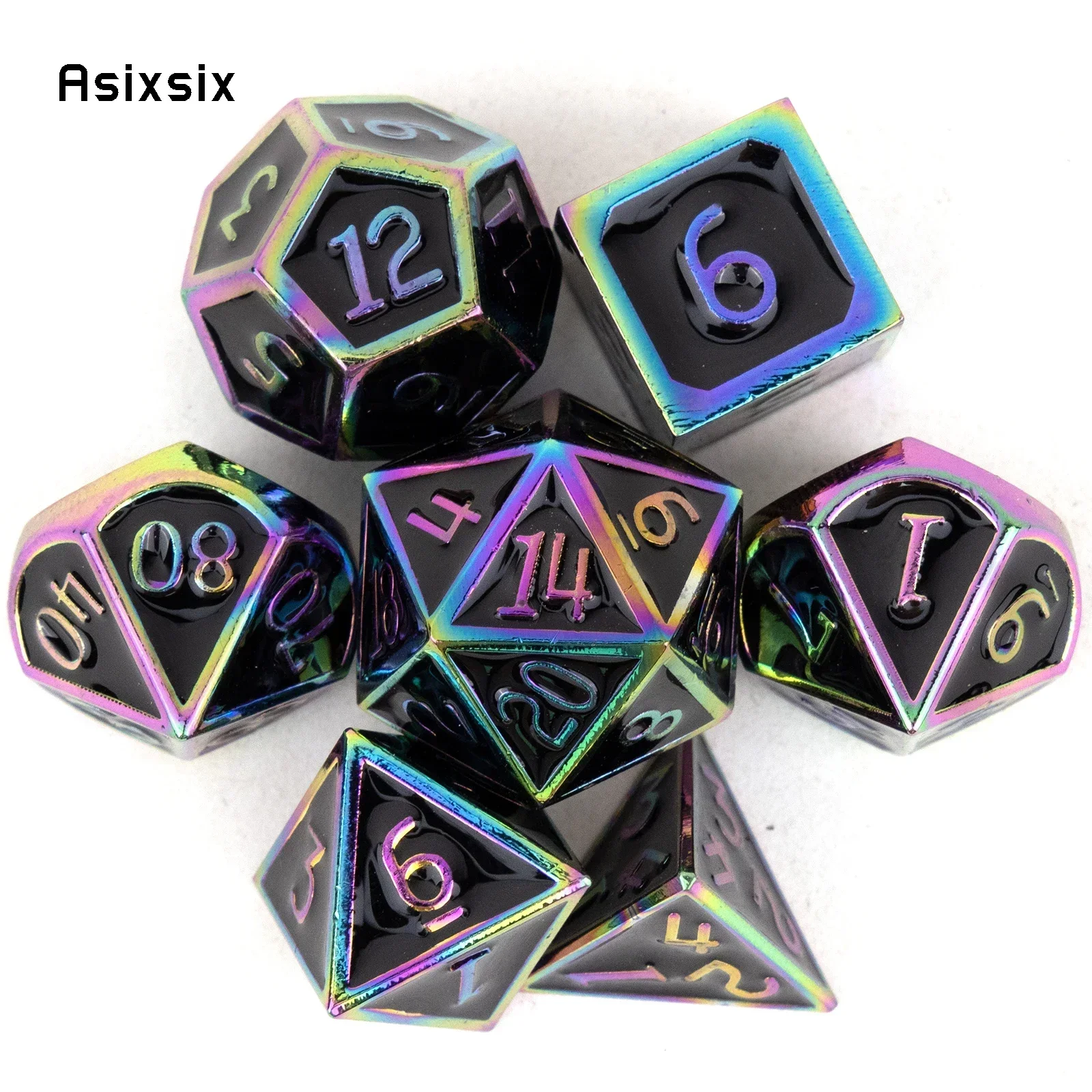 7 Pcs Black Colorful Standard Metal Dice Solid Metal Polyhedral Dice Set Suitable For Role-Playing Game
7 Pcs Black Colorful Standard Metal Dice Solid Metal Polyhedral Dice Set Suitable For Role-Playing Game