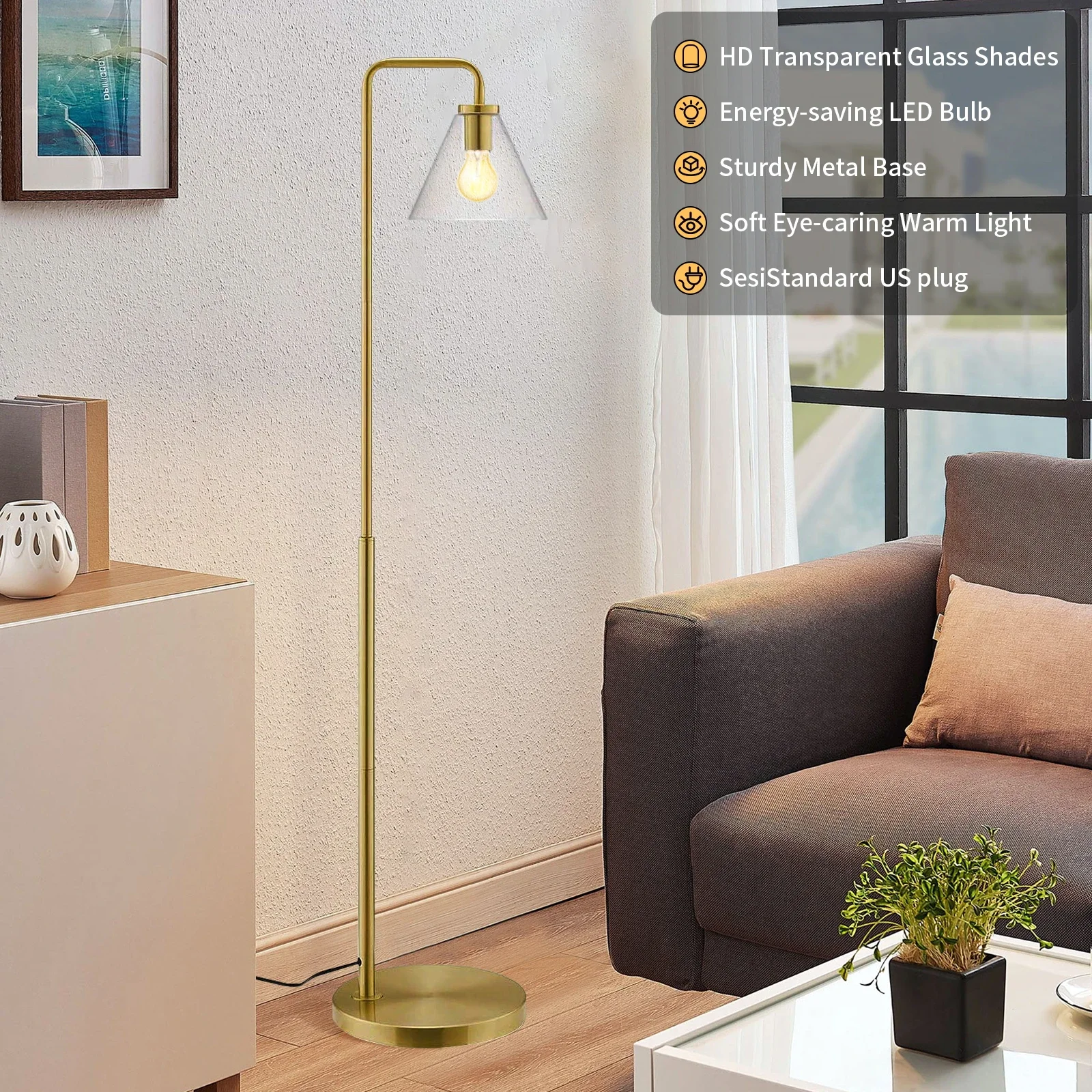 Modern Arched LED Floor Lamp with Wrought Iron Body&Glass Shade - Foot Pedal Switch, US Plug, No Bulb Included, Room Decoration
Modern Arched LED Floor Lamp with Wrought Iron Body&Glass Shade - Foot Pedal Switch, US Plug, No Bulb Included, Room Decoration