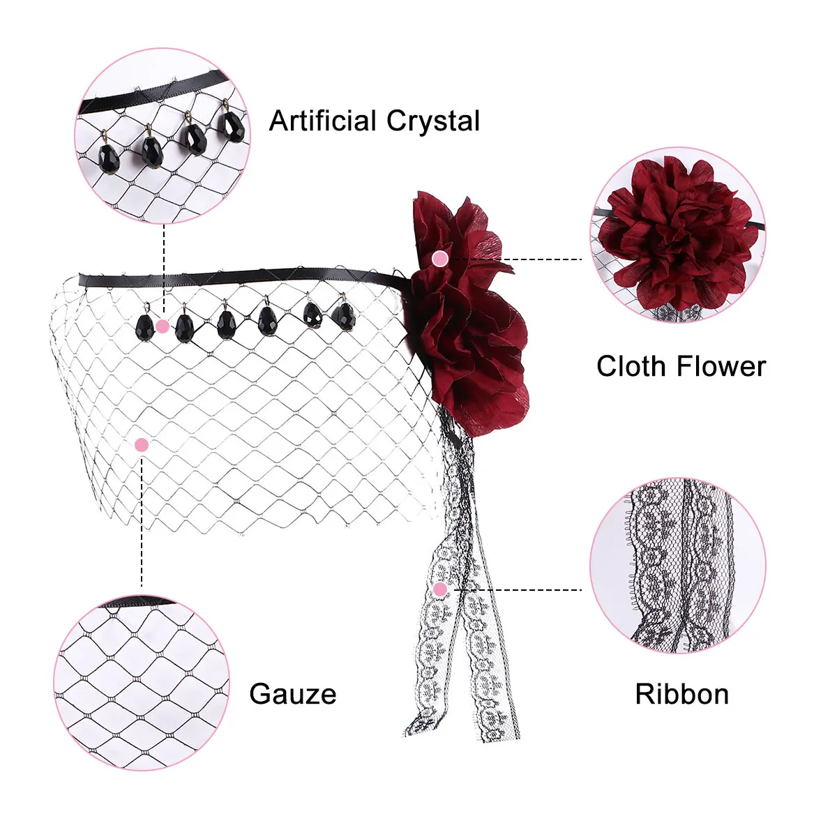 Black Lace Veil Headband Red Rose Halloween Masquerade Party Supplies Women Cosplay Accessories Fancy Dress Ball
Black Lace Veil Headband Red Rose Halloween Masquerade Party Supplies Women Cosplay Accessories Fancy Dress Ball