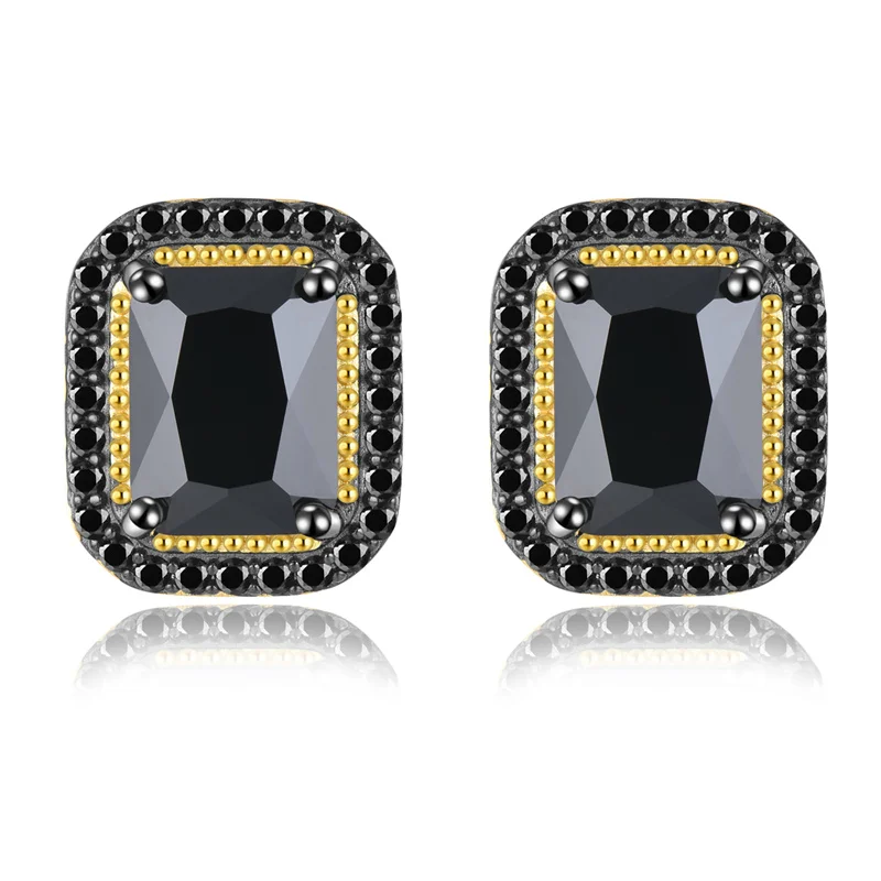 Natural Black Spinel Sterling Silver Yellow Gold Plated Stud Earring 5.8 Carats Genuine Gemstone Classic Unisex Origianl Design
Natural Black Spinel Sterling Silver Yellow Gold Plated Stud Earring 5.8 Carats Genuine Gemstone Classic Unisex Origianl Design