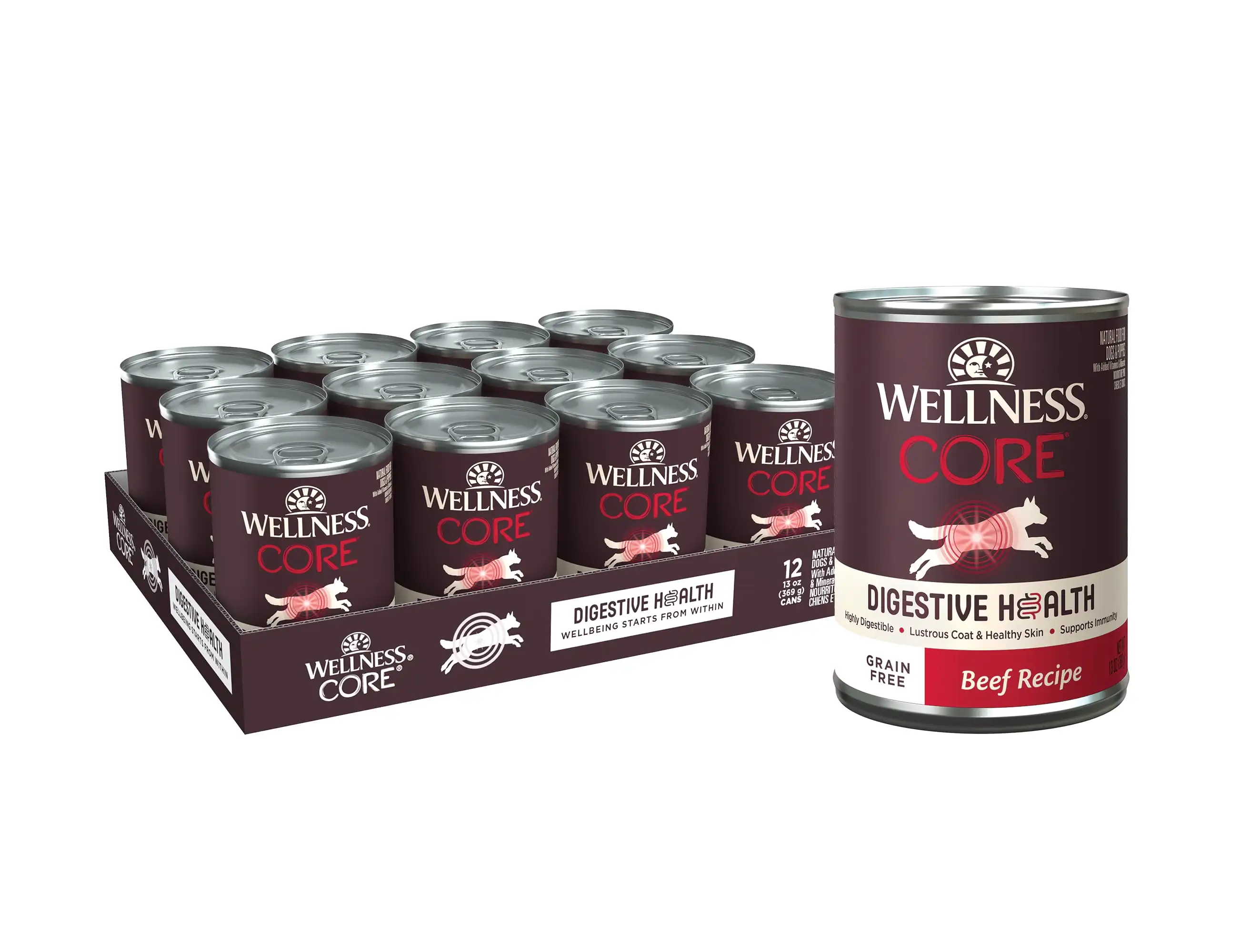 Wellness Core Digestive Health Beef Grain Free Wet Dog Food, 13 Ounce Can (Pack of 12)
Wellness Core Digestive Health Beef Grain Free Wet Dog Food, 13 Ounce Can (Pack of 12)