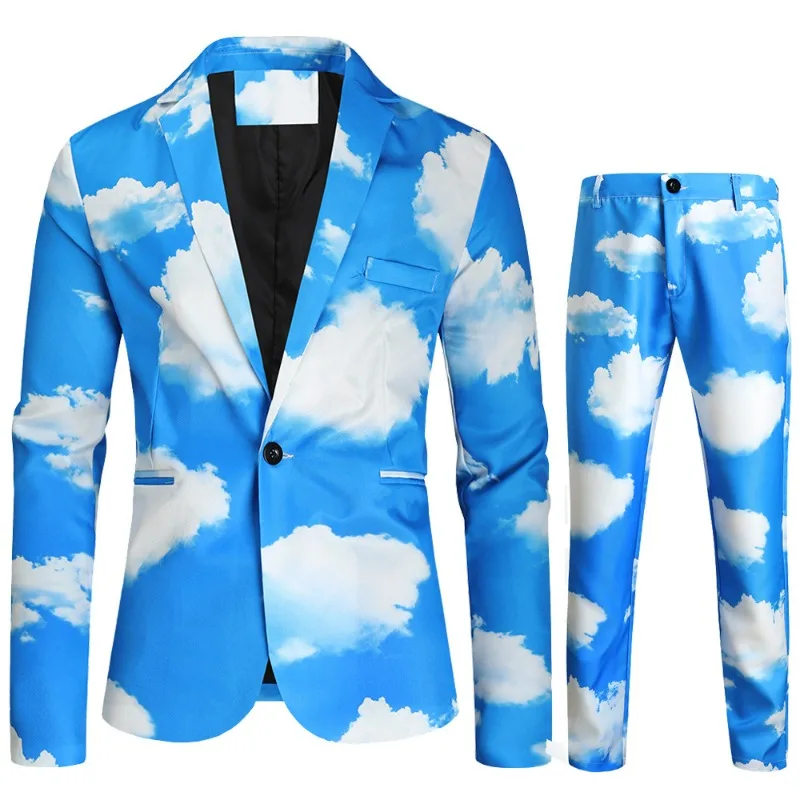 KIDWHXR Man 2-piece Suit Set Single-breasted Contrast Color Printed Blazer Men Straight-leg Pant Male Slim Casual Outfit
KIDWHXR Man 2-piece Suit Set Single-breasted Contrast Color Printed Blazer Men Straight-leg Pant Male Slim Casual Outfit