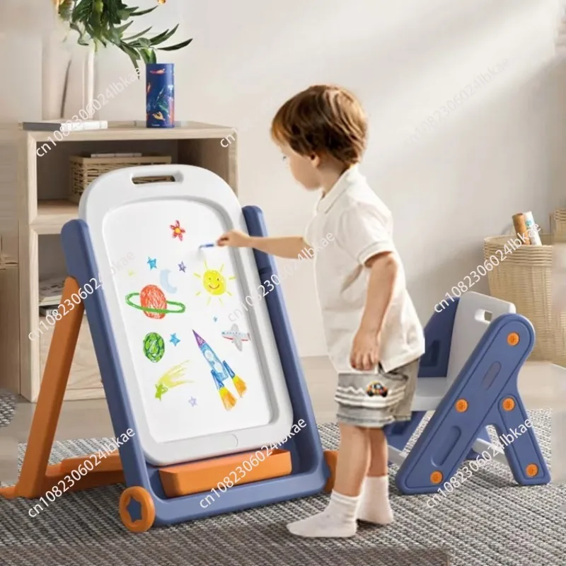 Blue foldable drawing board with chair - toddler toy & kids' painting set
Blue foldable drawing board with chair - toddler toy & kids' painting set