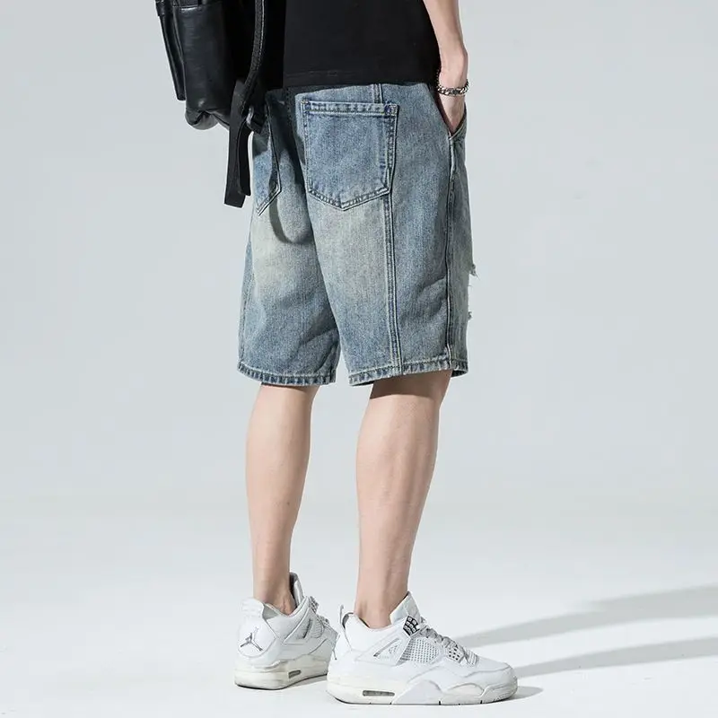 Men's Ripped Denim Shorts Mid Length Loose Fit Casual Vintage Distressed American Fashion Summer Lightweight Trendy Streetwear
Men's Ripped Denim Shorts Mid Length Loose Fit Casual Vintage Distressed American Fashion Summer Lightweight Trendy Streetwear