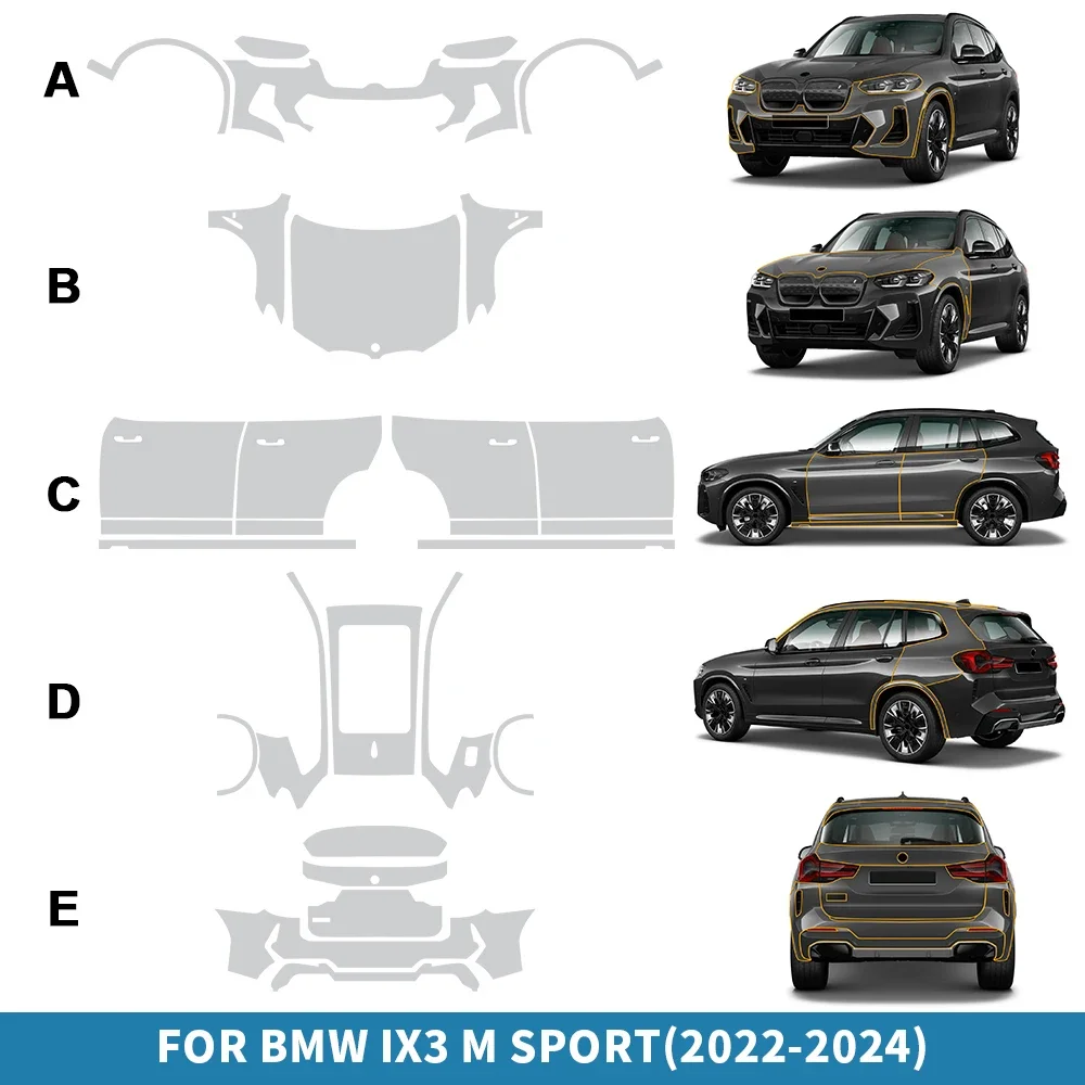 Car Body Sticker For BMW IX3 M Sport 2022 2023 2024 Precut Paint Protection Film TPU PPF Bra Kit Decal Accessories Anti-Scratch
Car Body Sticker For BMW IX3 M Sport 2022 2023 2024 Precut Paint Protection Film TPU PPF Bra Kit Decal Accessories Anti-Scratch