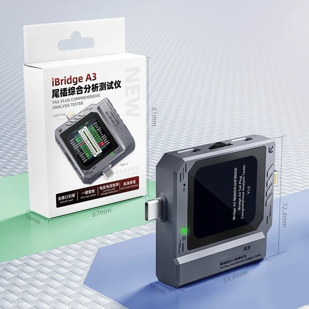 Тестер хвостовой вилки A3, интерфейс молнии и Type-C, автоматическое сканирование для хвостовой вилки мобильного телефона, комплексный анализ
Тестер хвостовой вилки A3, интерфейс молнии и Type-C, автоматическое сканирование для хвостовой вилки мобильного телефона, комплексный анализ