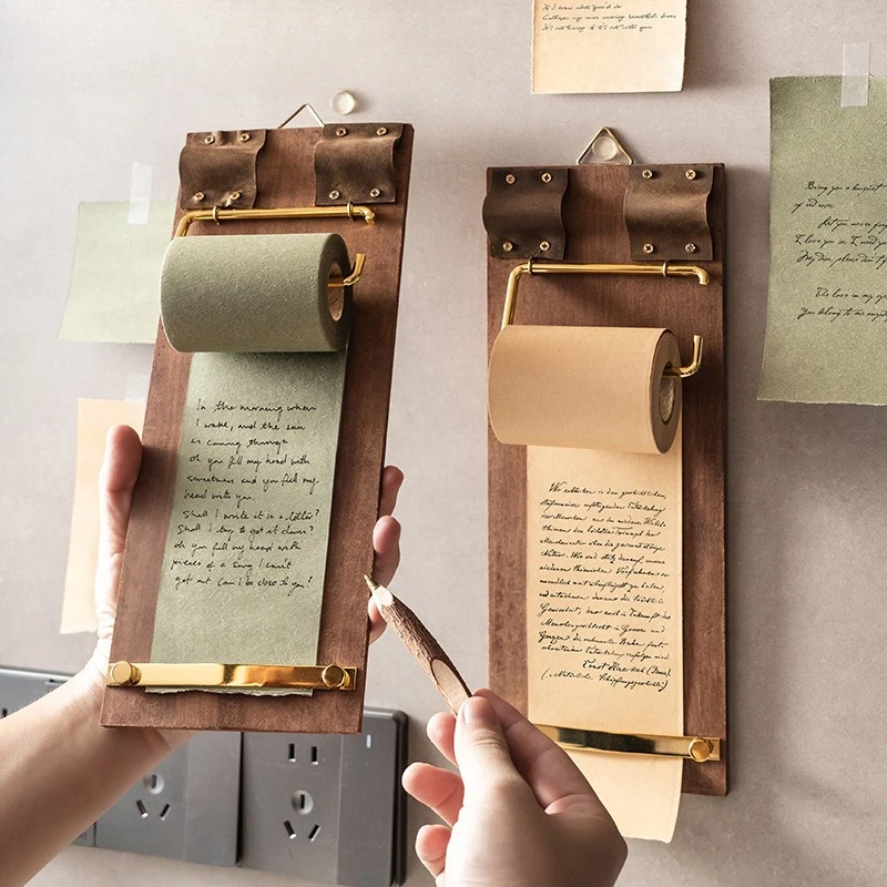 Retro Wooden Memo Board Hanging Roll Paper Note Pad Non-sticky Ins Style Blank Message Notepad
Retro Wooden Memo Board Hanging Roll Paper Note Pad Non-sticky Ins Style Blank Message Notepad