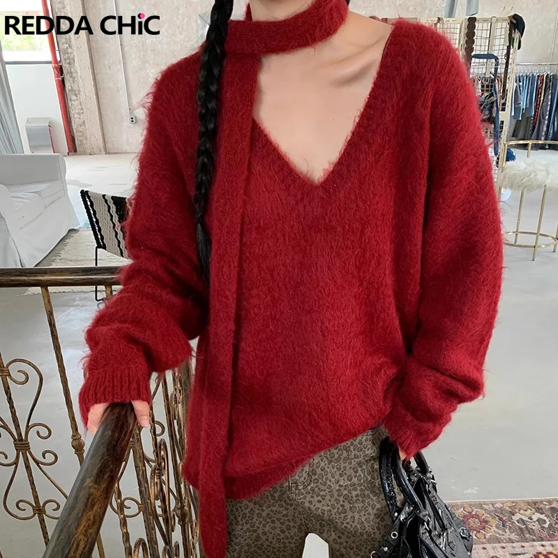 Женский плюшевый вязаный свитер с шарфом REDDACHiC, однотонный Повседневный пуловер оверсайз с длинными рукавами, джемпер, топ, Рождественская ретро одежда
Женский плюшевый вязаный свитер с шарфом REDDACHiC, однотонный Повседневный пуловер оверсайз с длинными рукавами, джемпер, топ, Рождественская ретро одежда