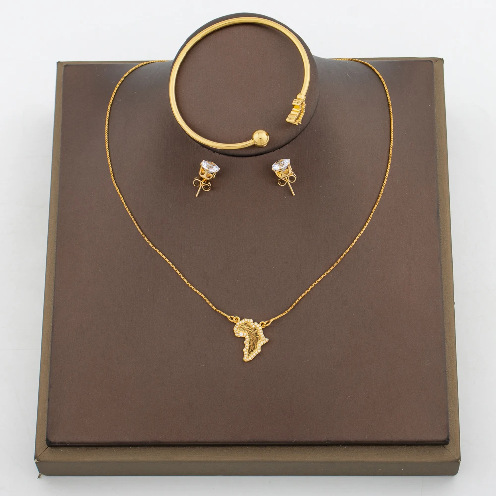 Gold Color Earrings and Necklace Jewelry Set for Party Luxury Zircon Stud Earrings Pendant Necklace Bangle Bride Jewelry Set
Gold Color Earrings and Necklace Jewelry Set for Party Luxury Zircon Stud Earrings Pendant Necklace Bangle Bride Jewelry Set