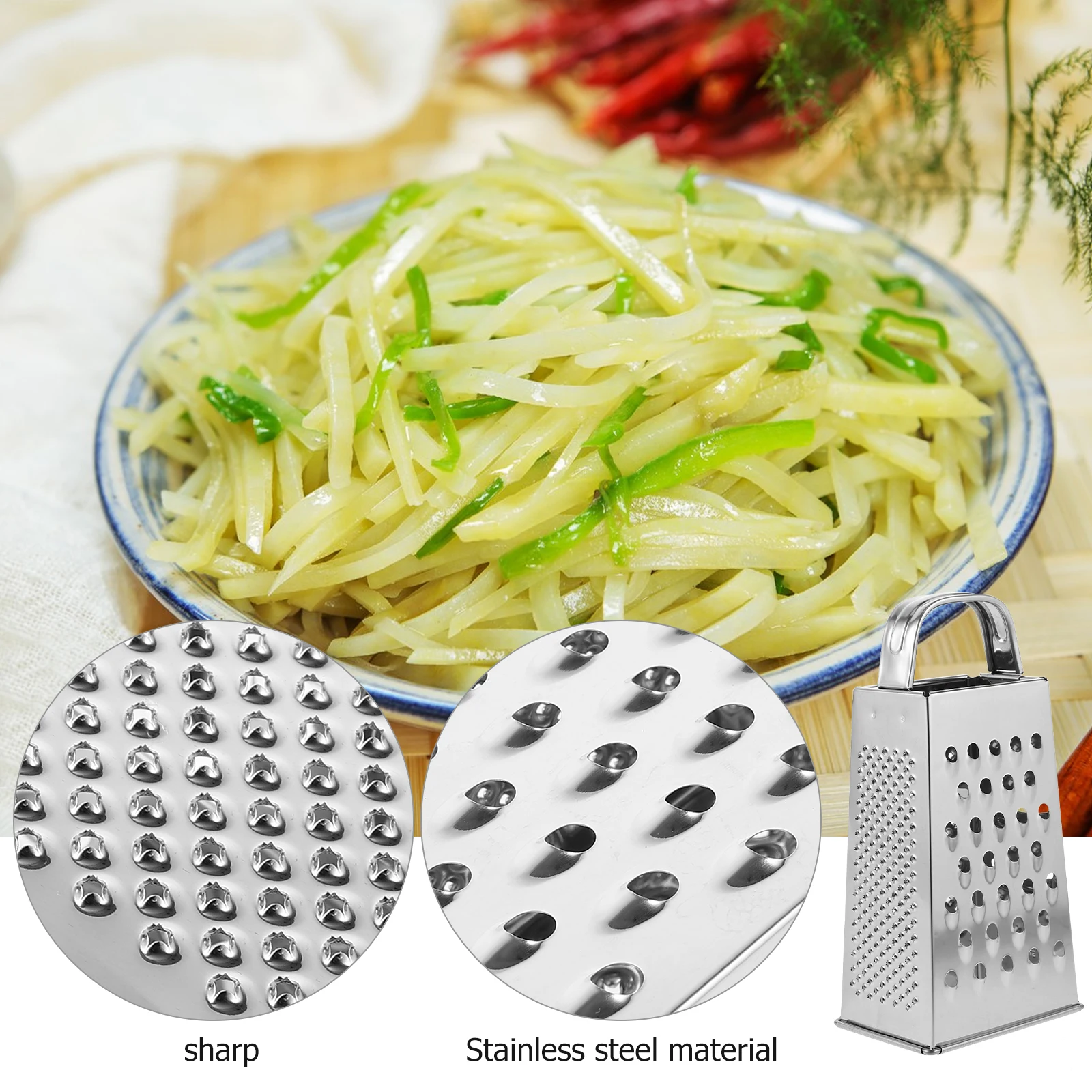 Multifunctional Vegetable Grater Stainless Steel Kitchen Cutter Handheld Vegetable Shredder for Healthy Meal Prep
Multifunctional Vegetable Grater Stainless Steel Kitchen Cutter Handheld Vegetable Shredder for Healthy Meal Prep
