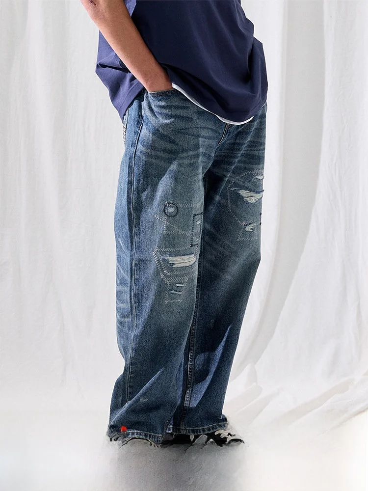 Resti Vintage Waed Men's Straight Leg Jeans Destructed Patches Spring Casual Cotton Denim Trousers Youth Trend
Resti Vintage Waed Men's Straight Leg Jeans Destructed Patches Spring Casual Cotton Denim Trousers Youth Trend