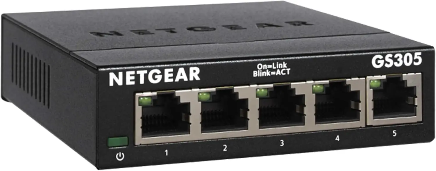 5-Port Gigabit Ethernet Switch - Unmanaged, Plug-and-Play, Silent Home Network Hub
5-Port Gigabit Ethernet Switch - Unmanaged, Plug-and-Play, Silent Home Network Hub