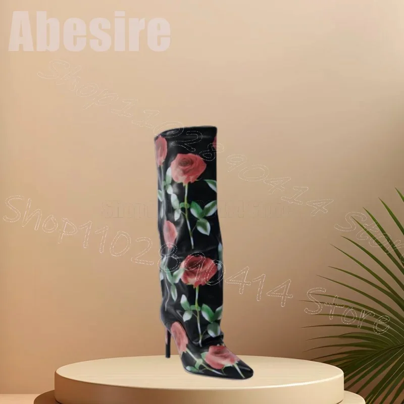 Floral Rose Print Black Pointed Toe Boots Slip On Women Shoes Thin High Heels Sexy Fashion Party Dating 2025 Zapatos Para Mujere
Floral Rose Print Black Pointed Toe Boots Slip On Women Shoes Thin High Heels Sexy Fashion Party Dating 2025 Zapatos Para Mujere