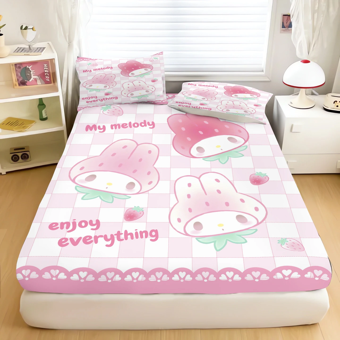 Простыня My Melody с героями мультфильмов для детей Sanrio, мягкий эластичный чехол с милым принтом, чехол для постельного белья на заказ
Простыня My Melody с героями мультфильмов для детей Sanrio, мягкий эластичный чехол с милым принтом, чехол для постельного белья на заказ