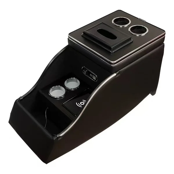 Wholesale ambient light USB charger cup holder, front leather car center console storage box, modified car tray
Wholesale ambient light USB charger cup holder, front leather car center console storage box, modified car tray