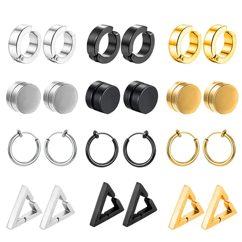 1 Pairs Fake Ear Clip Hoop Earrings for Men and Women Stainless Steel Painless Non Piercing Fake Earrings Jewelry Gifts