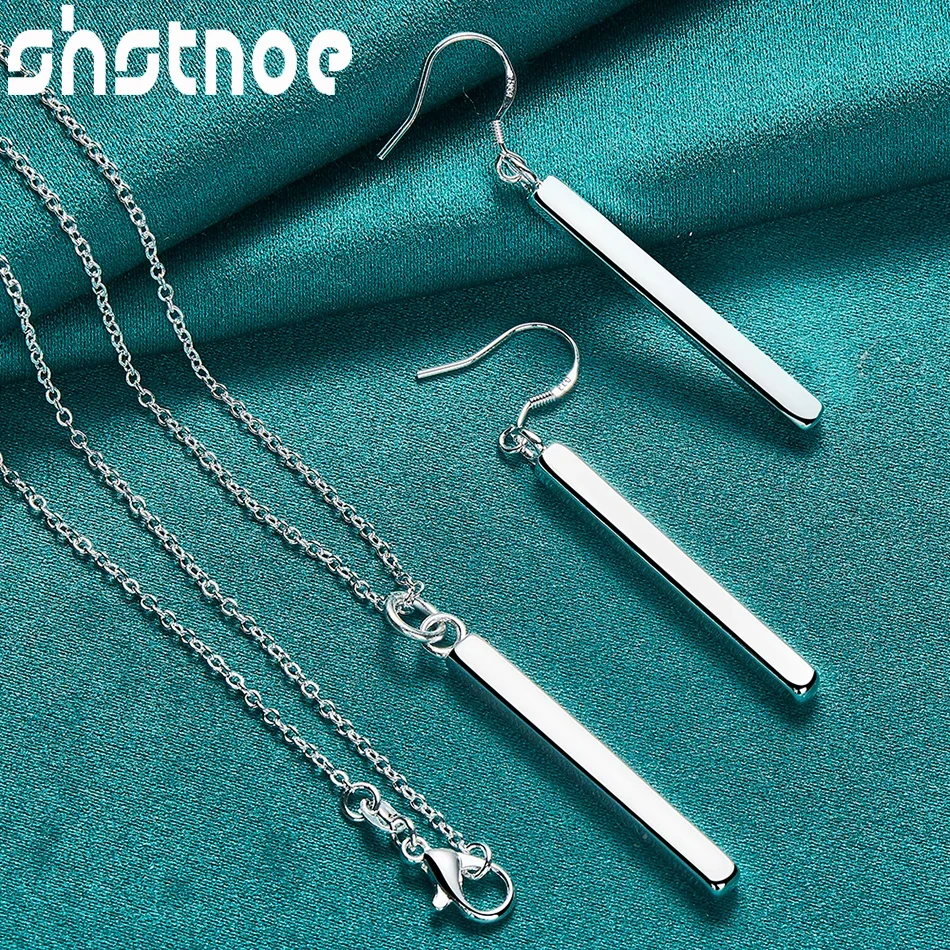 925 Sterling Silver Rectangle Pendant Necklace Earring Classic Fashion High Quality Jewelry Sets For Woman Birthday Wedding Gift
925 Sterling Silver Rectangle Pendant Necklace Earring Classic Fashion High Quality Jewelry Sets For Woman Birthday Wedding Gift