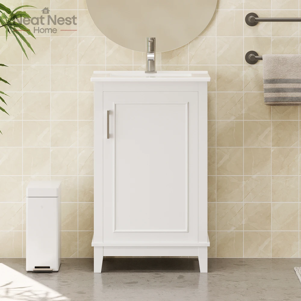 Modern Small Bathroom Vanity Cabinet , Ceramic Basin,Ample Storage,1 Soft Close Door,Double Shelves on Doors,Bathroom Cabinet
Modern Small Bathroom Vanity Cabinet , Ceramic Basin,Ample Storage,1 Soft Close Door,Double Shelves on Doors,Bathroom Cabinet