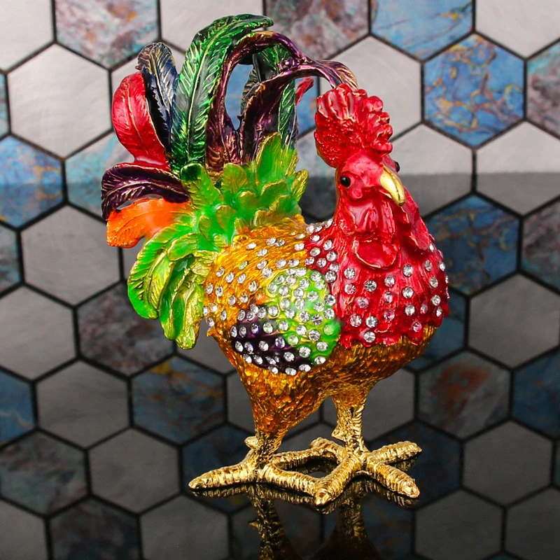 Colorful glazed rooster ornament, symbolizing prosperity, fortune, and good luck, with a hen inlaid with diamonds, suitable for
Colorful glazed rooster ornament, symbolizing prosperity, fortune, and good luck, with a hen inlaid with diamonds, suitable for