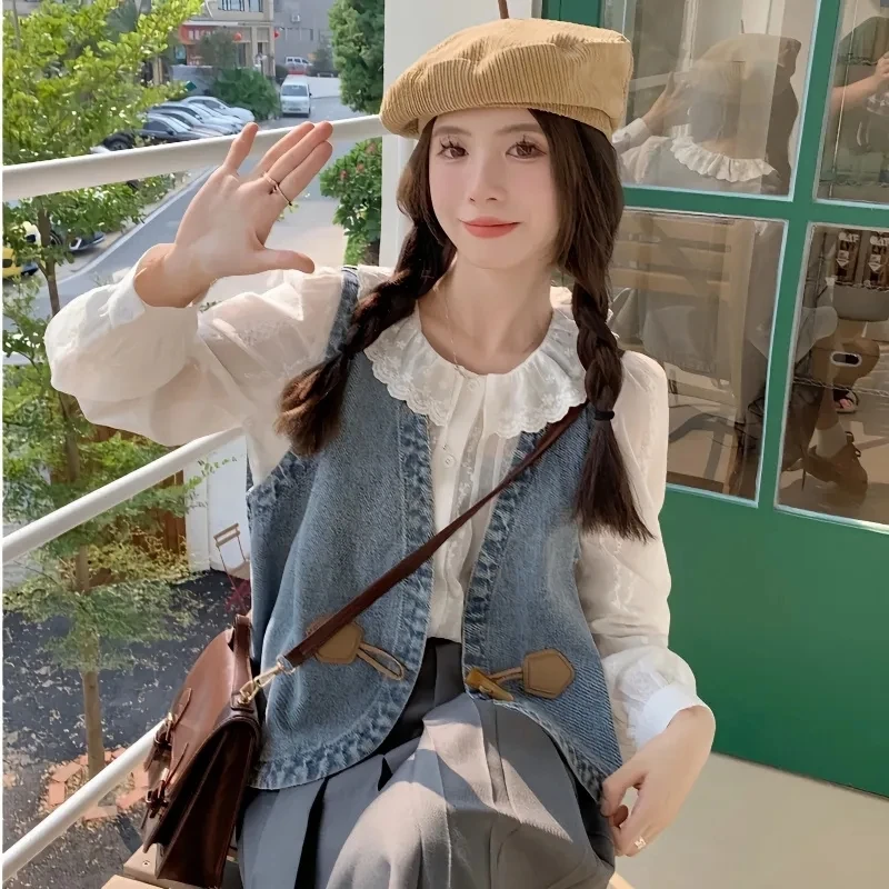 Cardigan Jeans Vest Women One Button Spring Autumn Vintage Korean Fashion Sleeveless Denim Jacket Vests Female Waistcoat Casual
Cardigan Jeans Vest Women One Button Spring Autumn Vintage Korean Fashion Sleeveless Denim Jacket Vests Female Waistcoat Casual
