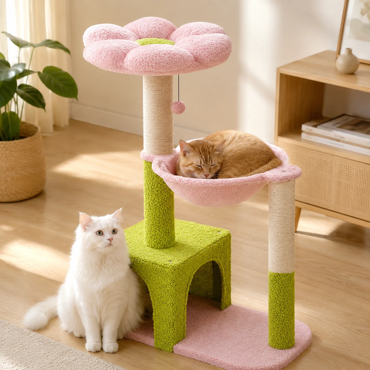 35" Indoor Cat Tree with Flower Perch, Hammock, Sisal Scratching Posts and Condo for Small Cats, Bedroom or Living Room
35" Indoor Cat Tree with Flower Perch, Hammock, Sisal Scratching Posts and Condo for Small Cats, Bedroom or Living Room