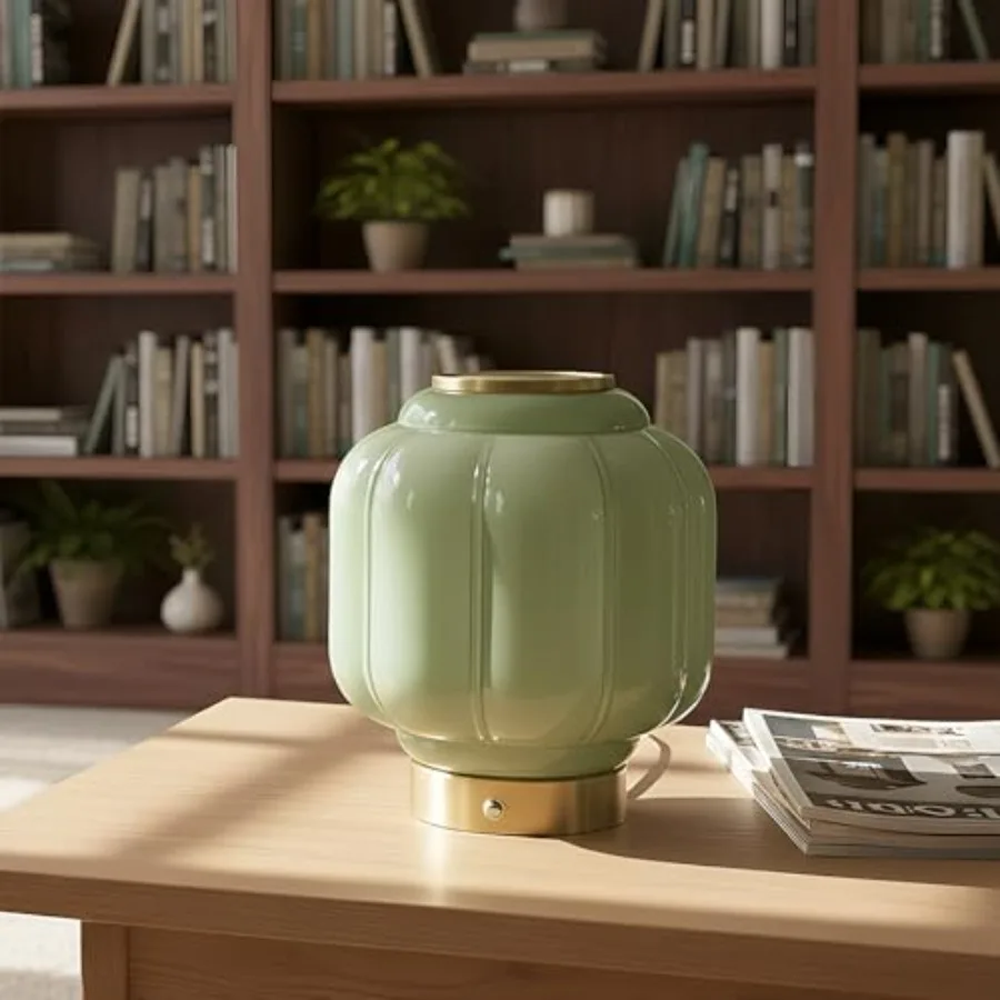 Vintage Mushroom Table Lamp, Cordless Rechargeable Touch Dimmable Lamp, Brass Base with Jadeite Glass Shade for Living Room, Be
Vintage Mushroom Table Lamp, Cordless Rechargeable Touch Dimmable Lamp, Brass Base with Jadeite Glass Shade for Living Room, Be