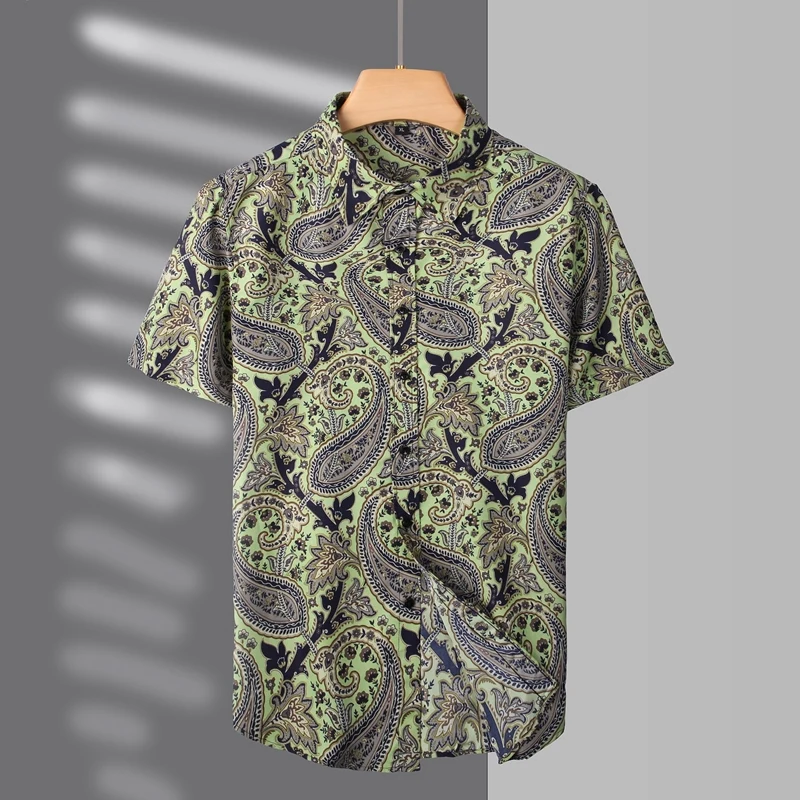 Retro Cashew Flower Short Sleeved Men's Shirt Summer Thin Slim Casual Beach Shirt Stage Show Nightclub Shirt Social Streetwear
Retro Cashew Flower Short Sleeved Men's Shirt Summer Thin Slim Casual Beach Shirt Stage Show Nightclub Shirt Social Streetwear