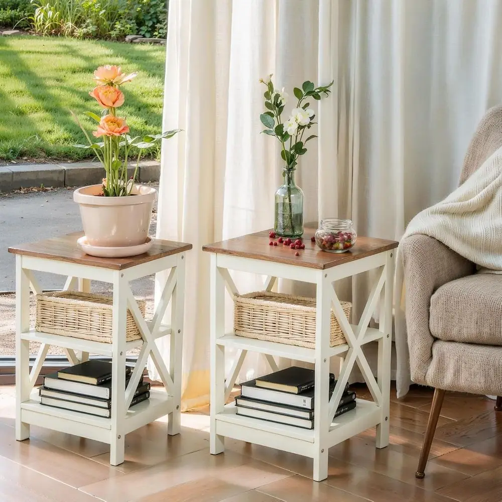 Pair of 16 Storage Nightstands - Ivory Bedroom Side Tables or Living Room Nesting Coffee Tables
Pair of 16 Storage Nightstands - Ivory Bedroom Side Tables or Living Room Nesting Coffee Tables
