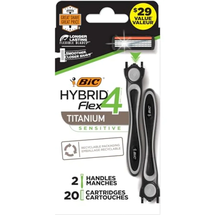 Flex 4 Hybrid Men's 4Blade Disposable Razor with 2 Handles and 20 Cartridges for a Smooth and Close Shave in Daily Grooming and
Flex 4 Hybrid Men's 4Blade Disposable Razor with 2 Handles and 20 Cartridges for a Smooth and Close Shave in Daily Grooming and