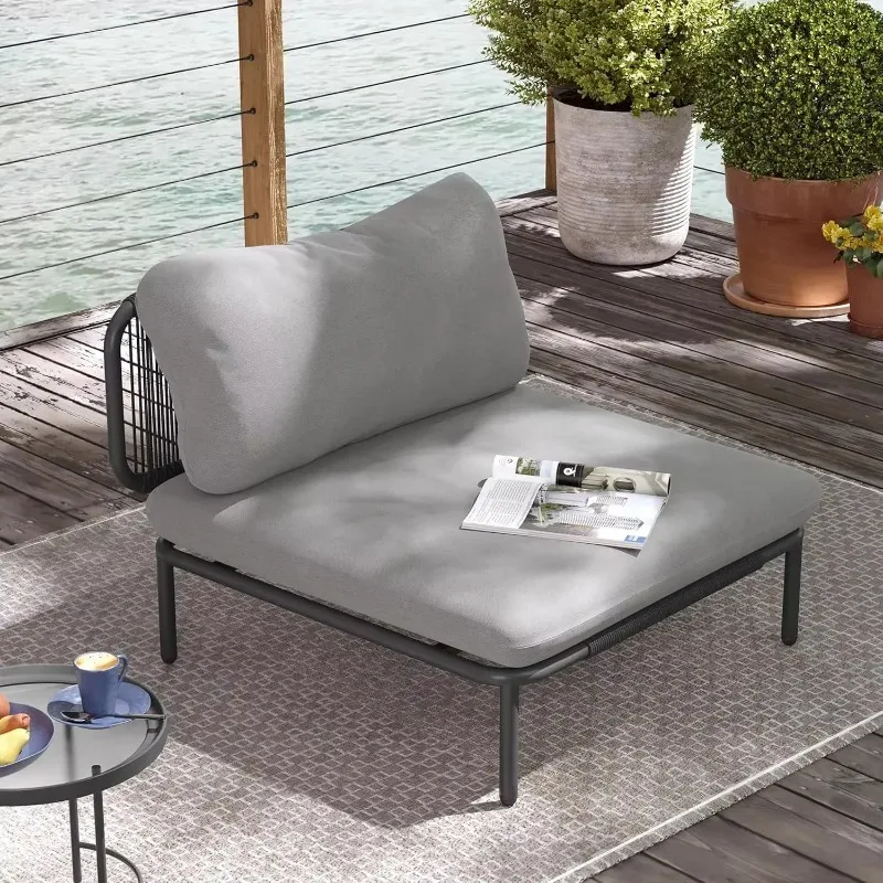 Outdoor Patio Furniture Oversized Metal Single Sofa, 1-seat Conversation Set with Cushion for Indoor and Outdoor, Black Frame
Outdoor Patio Furniture Oversized Metal Single Sofa, 1-seat Conversation Set with Cushion for Indoor and Outdoor, Black Frame