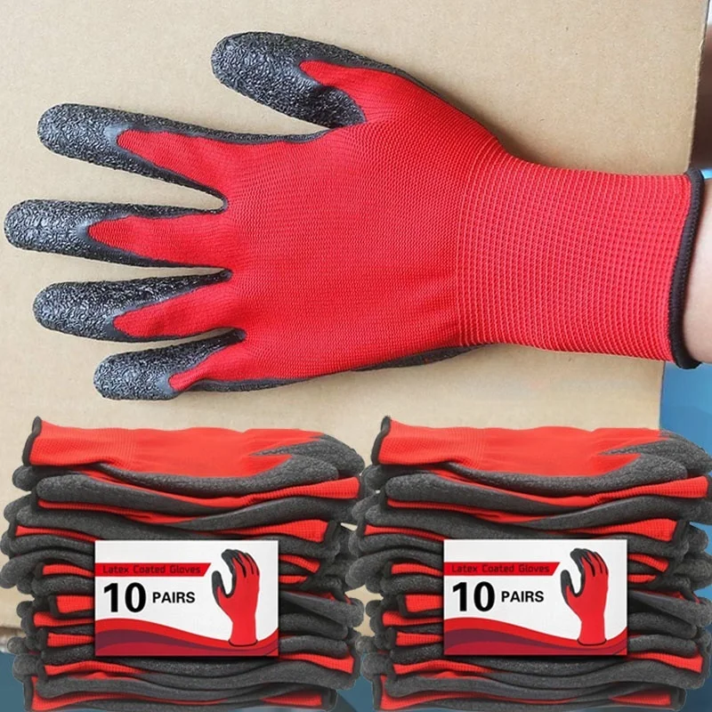 1/10pairs Non-slip Thicken Latex Rubber Safety Work Gloves Palm Coated Gloves Mechanic Working Gloves for Garden WorkTools
1/10pairs Non-slip Thicken Latex Rubber Safety Work Gloves Palm Coated Gloves Mechanic Working Gloves for Garden WorkTools