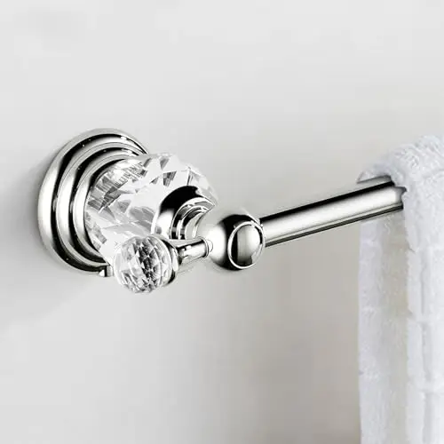 Stainless Steel Wall Mounted Towel Bar With Clear Faceted Crystal Ends, Chrome Plated Adjustable Bathroom Rack
Stainless Steel Wall Mounted Towel Bar With Clear Faceted Crystal Ends, Chrome Plated Adjustable Bathroom Rack