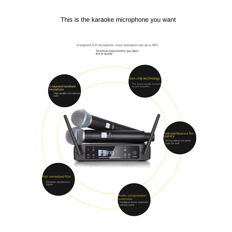 New-Handheld Wireless Microphone GLXD4 Professional UHF System Handheld Mic For Stage Speech Wedding Show Band Party Church-US P 
New-Handheld Wireless Microphone GLXD4 Professional UHF System Handheld Mic For Stage Speech Wedding Show Band Party Church-US P