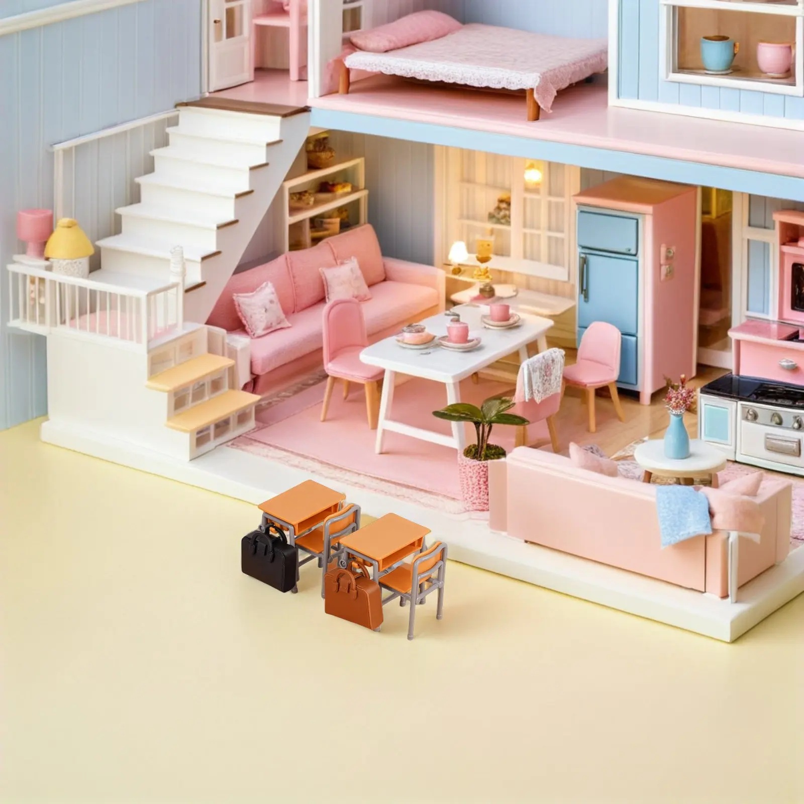 1Set Miniature School Desk Chair School Bag Exquisite Dollhouse Classroom Furniture Accessories for Miniature Decoration
1Set Miniature School Desk Chair School Bag Exquisite Dollhouse Classroom Furniture Accessories for Miniature Decoration