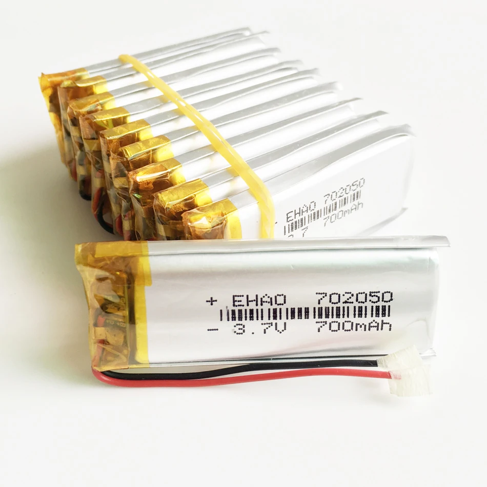 10 pcs 3.7V 700mAh 702050 Lithium Polymer LiPo Rechargeable Battery For Mp3 Headphone PAD DVD E-book Bluetooth Headset Camera
10 pcs 3.7V 700mAh 702050 Lithium Polymer LiPo Rechargeable Battery For Mp3 Headphone PAD DVD E-book Bluetooth Headset Camera