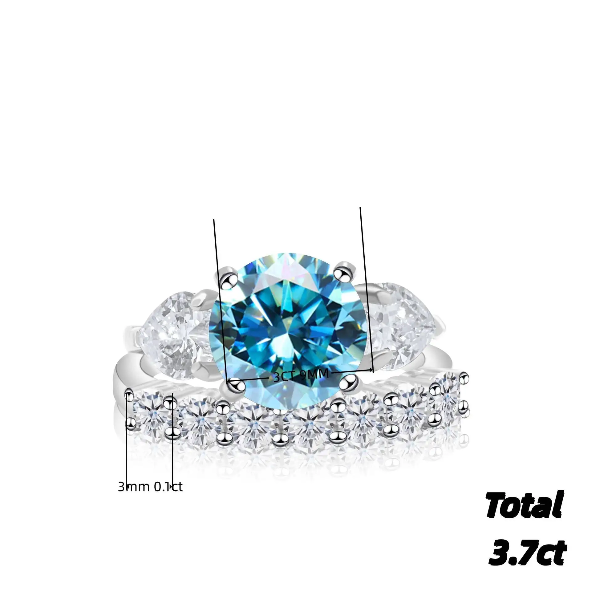 JoiasHome GRA Certified 3.7 Carat Moissanite Ring Set Pass Diamond Tester 925 Silver Gold Wedding Band Sparkling Engagement Gift
JoiasHome GRA Certified 3.7 Carat Moissanite Ring Set Pass Diamond Tester 925 Silver Gold Wedding Band Sparkling Engagement Gift