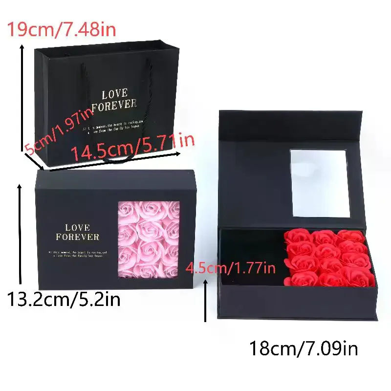 12 Roses Soap Flower Jewelry Gift Box With Gift Bag Valentines Day Gift Box For Necklaces Earrings Rings Packaging Box
12 Roses Soap Flower Jewelry Gift Box With Gift Bag Valentines Day Gift Box For Necklaces Earrings Rings Packaging Box
