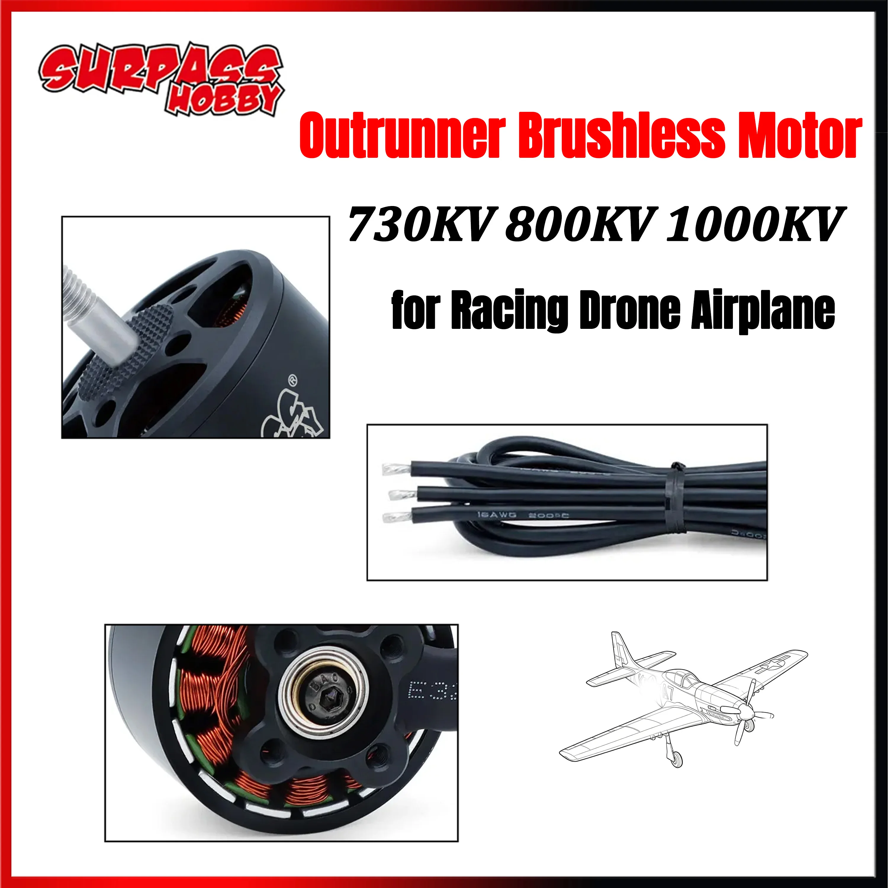 Surpass Hobby B3214 Outrunner Brushless Motor 730KV 800KV 1000KV for RC FPV Airplane Fixed-wing Racing Drone Toy Accessories
Surpass Hobby B3214 Outrunner Brushless Motor 730KV 800KV 1000KV for RC FPV Airplane Fixed-wing Racing Drone Toy Accessories