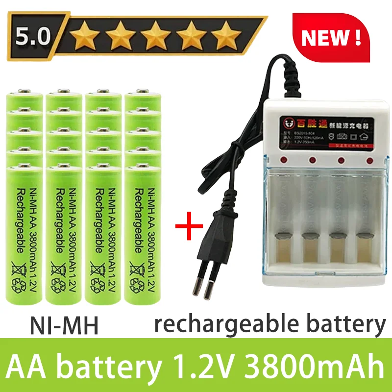 2024 AArechargeable battery 3800Mah 1.2v nickel hydrogen rechargeable battery with charger, suitable for game consoles,toys, MP3
2024 AArechargeable battery 3800Mah 1.2v nickel hydrogen rechargeable battery with charger, suitable for game consoles,toys, MP3